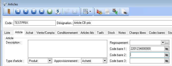 Code Barre Prix