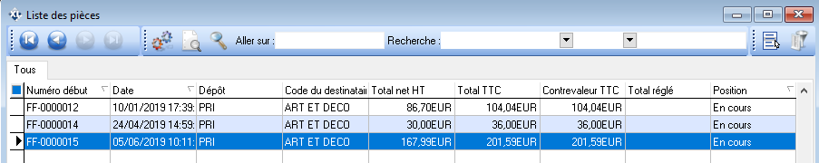 Liste des mouvements