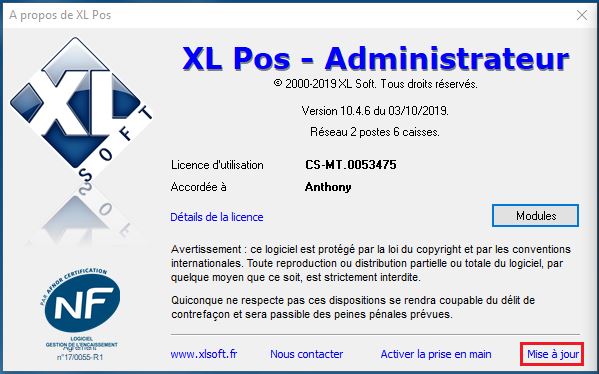 Aide - A propos - Mise à jour