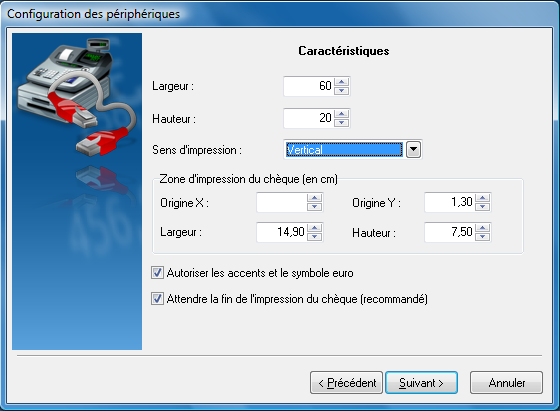 Périphériques - Imprimante chèque - Configuration