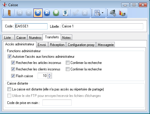 Caisses - Transferts Caisses - Transferts