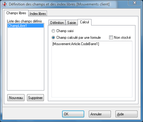 Champs libres - Exemple 1 Champs libres - Exemple 1