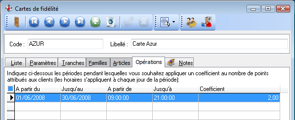 Carte de Fidélité - Opérations Carte de Fidélité - Opérations