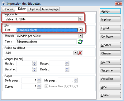 Etiquette client - Sélection Etiquette client - Sélection