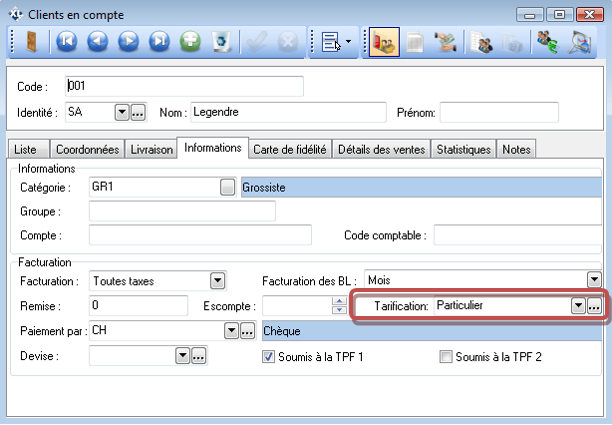 Affectation Catégories de Tarifs Affectation Catégories de Tarifs