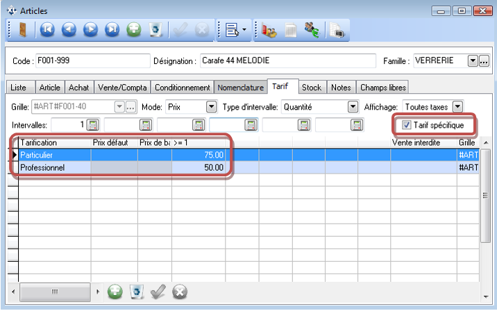 Tarification Articles Tarification Articles
