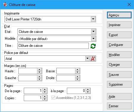 Journaux de caisse - ticket de clôture