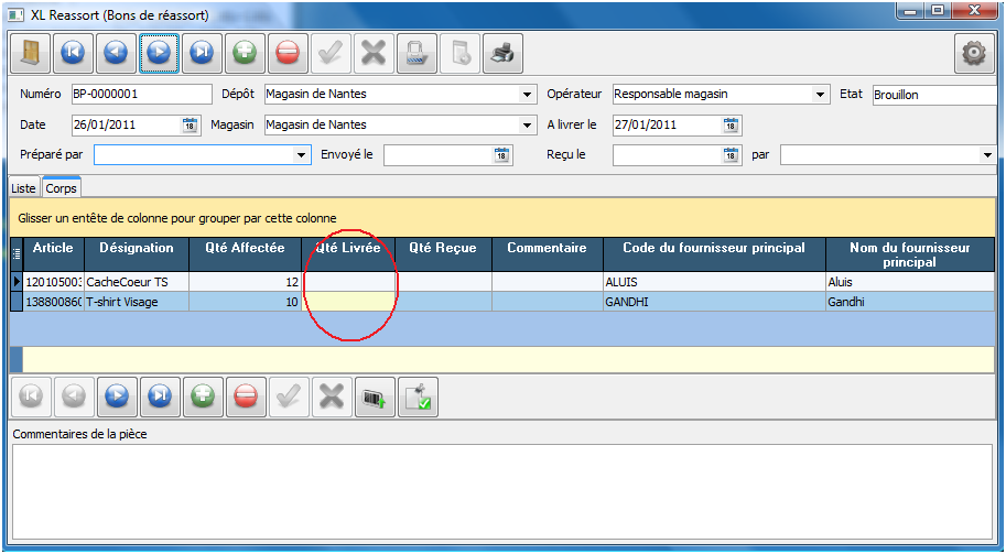 Bon de réassort Bon de réassort