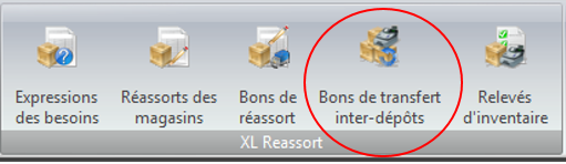 Menu Bon de transfert Menu Bon de transfert