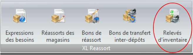 Menu Relevés d'inventaire Menu Relevés d'inventaire