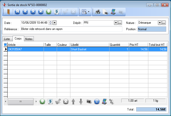 Sortie de stock Sortie de stock