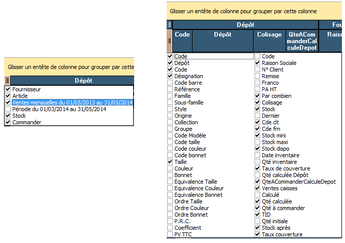 Projet de réassort - Colonne Projet de réassort - Colonne