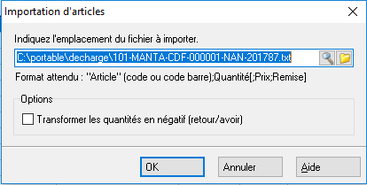 Commande fournisseurs - Importer Articles Commande fournisseurs - Importer Articles