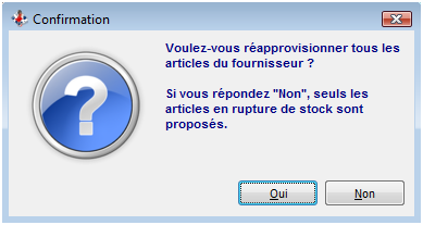 Réapprovisionner - Message Réapprovisionner - Message