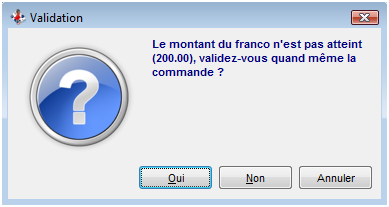 Commande fournisseurs - Montant Franco Commande fournisseurs - Montant Franco
