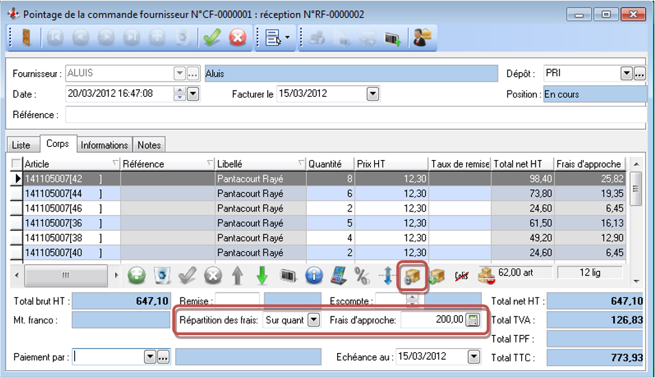 Réception - Pointage Réception - Pointage
