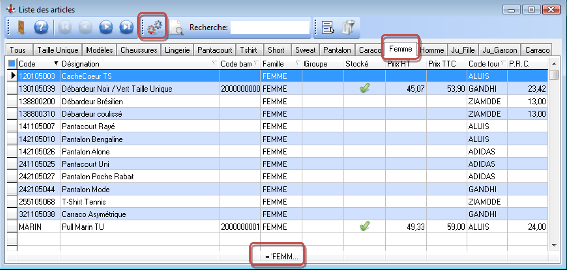 Inventaire - Sélection Articles Inventaire - Sélection Articles