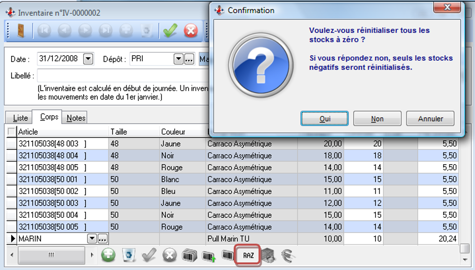 Inventaire - RAZ Inventaire - RAZ