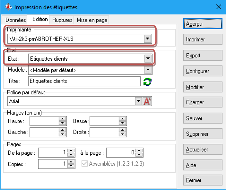 Etiquettes clients - Edition