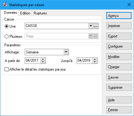 Statistique Caisse - Données