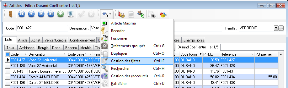 Gestion des filtres évolués Gestion des filtres évolués
