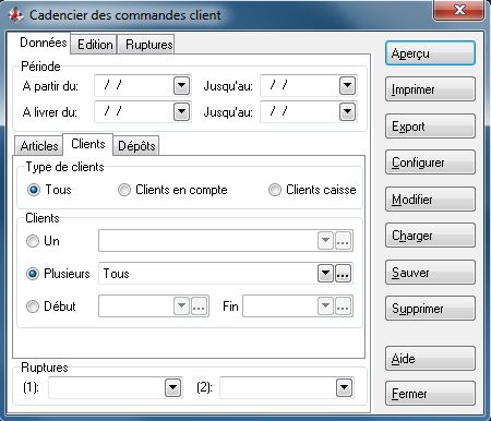 Cadencier des commandes clients - Clients