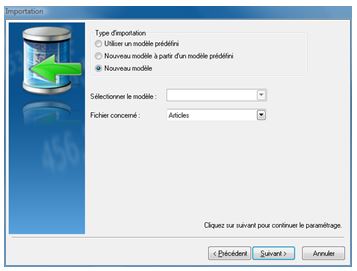 Importer - Choix du modèle
