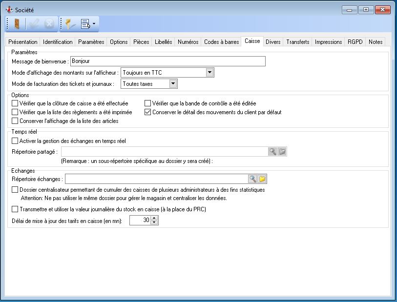 Société - Caisse