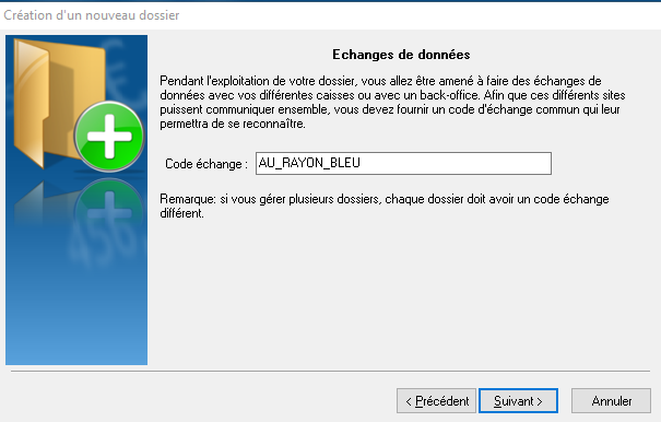 Création dossier - Code Echange