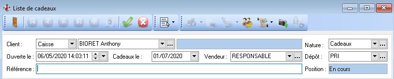 Ventes - Liste de cadeaux - Création