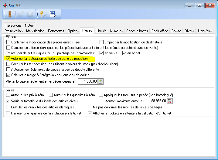 Facturation partielle