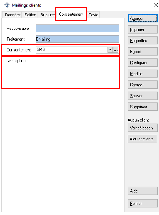 Edition des clients - Consentements