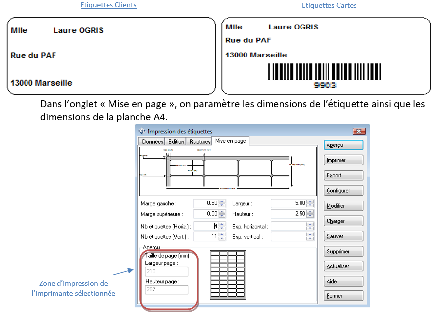 Etiquettes clients - Exemple