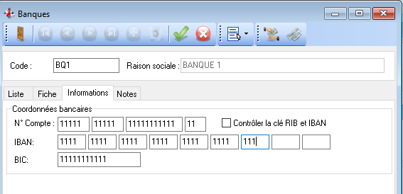 Paramétrage SEPA Fiche Banque