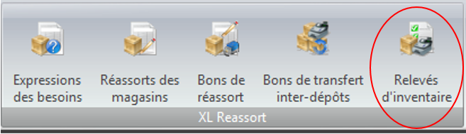 Menu Relevés d'inventaire