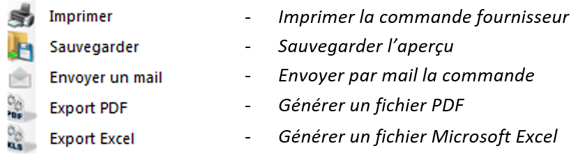 Commande fournisseurs - Menu Imprimer