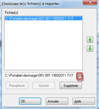 Inventaire - Importer un fichier - Chemin