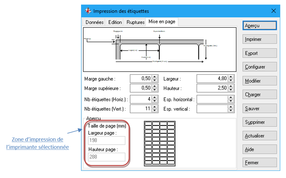 Etiquettes clients - Mise en page