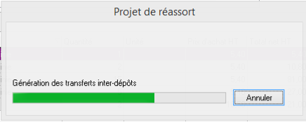 Projet de réassort - Progression