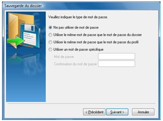 Sauvegarde - Mot de passe