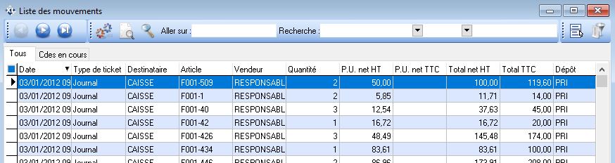 Mouvements du dépôt