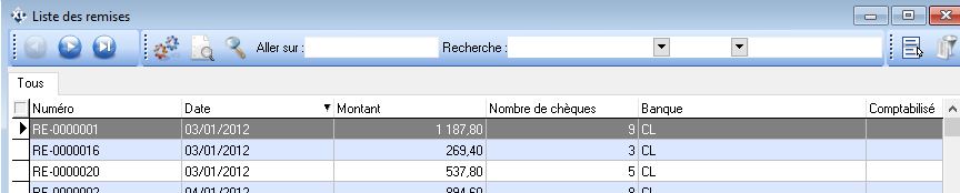 Banque - Liste des remises