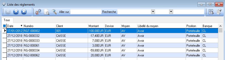 Moyen de règlement - Liste des règlements