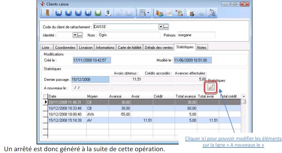 Clients en compte - Statistiques