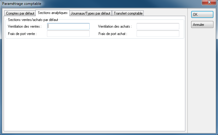 Paramétrage comptable - Section analytiques