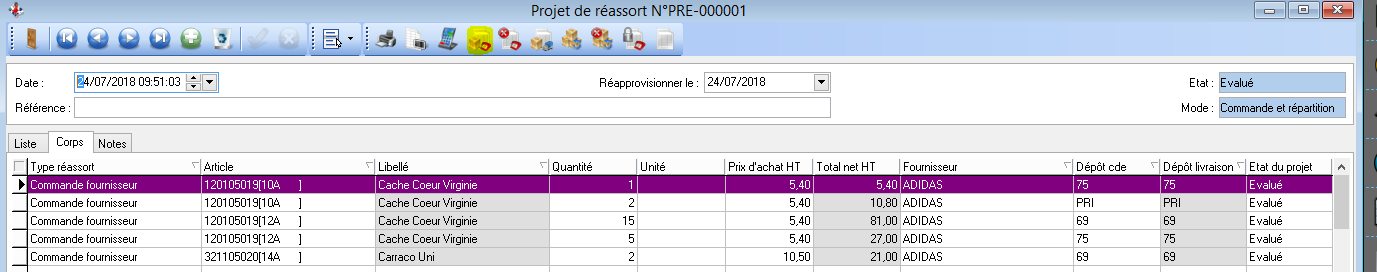 Projet de réassort - Générer les commandes