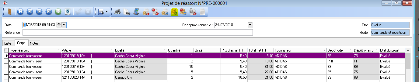 Projet de réassort - Génération Inter-dépôt