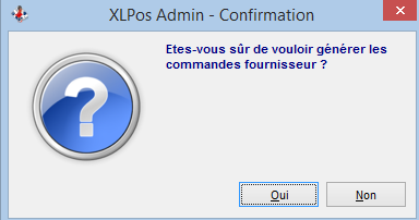 Projet de réassort - message confirmation