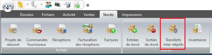 Menu Transfert Inter-dépôt