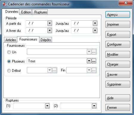 Cadencier des commandes fournisseur - Fournisseur